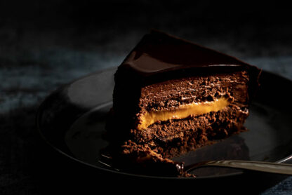 Entremets chocolat noir et caramel