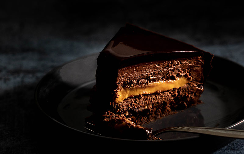 Entremets chocolat noir et caramel