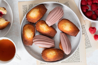 Photo culinaire de madeleines aux framboises