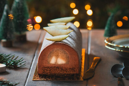 Bûche de Noël poires et chocolat