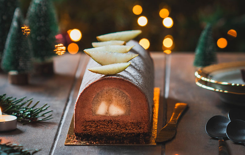 Bûche de Noël poires et chocolat