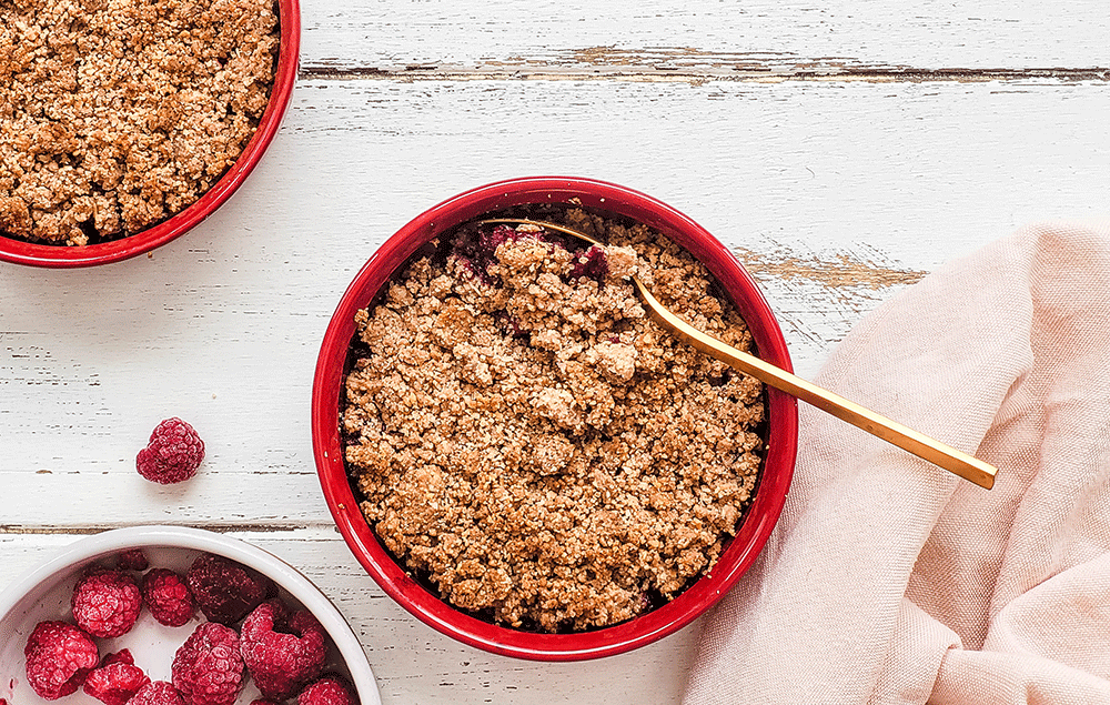 Crumble aux framboises plus sain